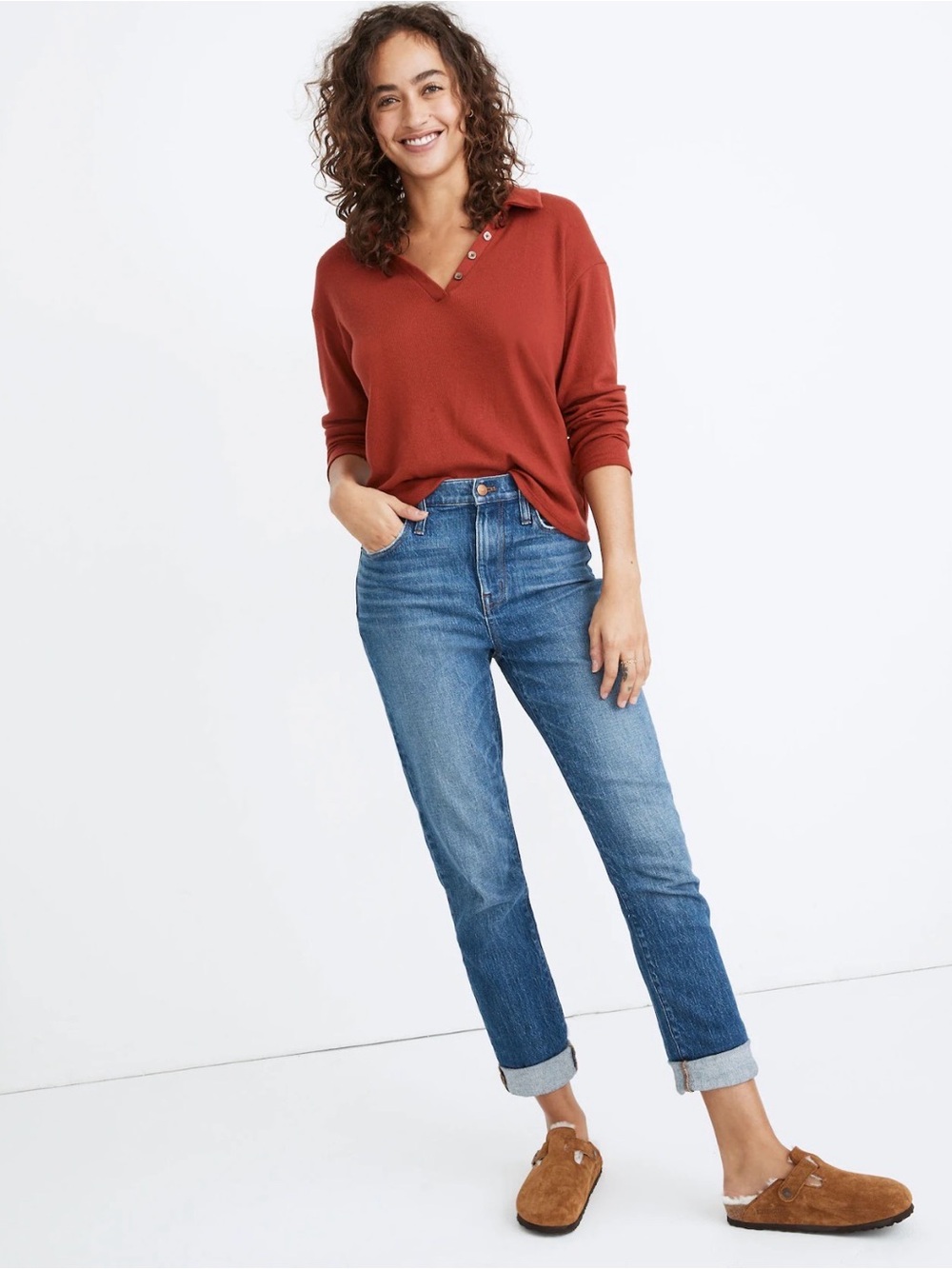 Madewell The High-Rise Slim Boyjean in Moorland Wash